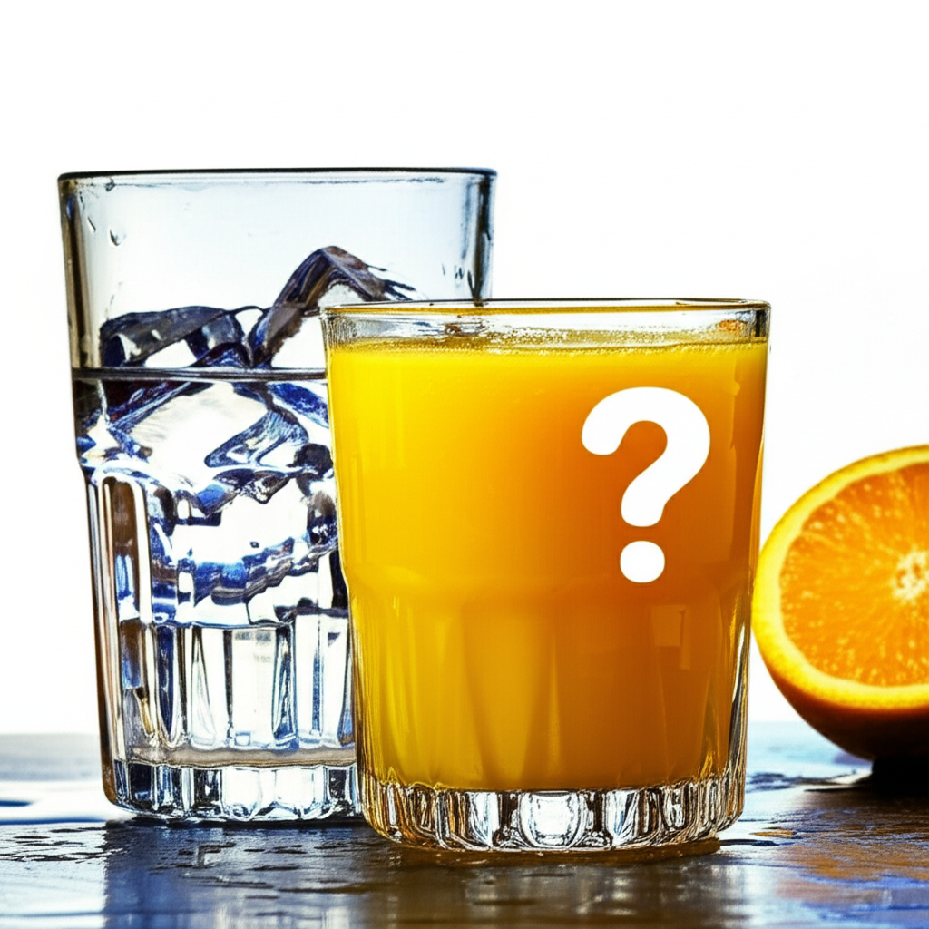 Generate a high-quality, relevant image prompt for an article about: Is Orange Juice Hydrating? Shoc