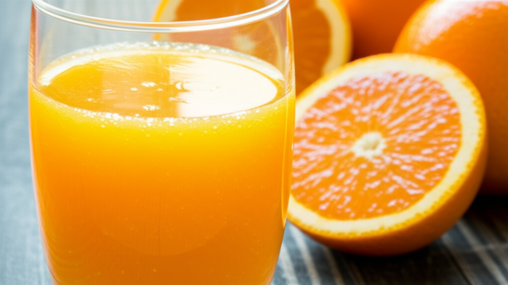 Generate a high-quality, relevant image prompt for an article about: De La Granja Orange Juice: Shoc