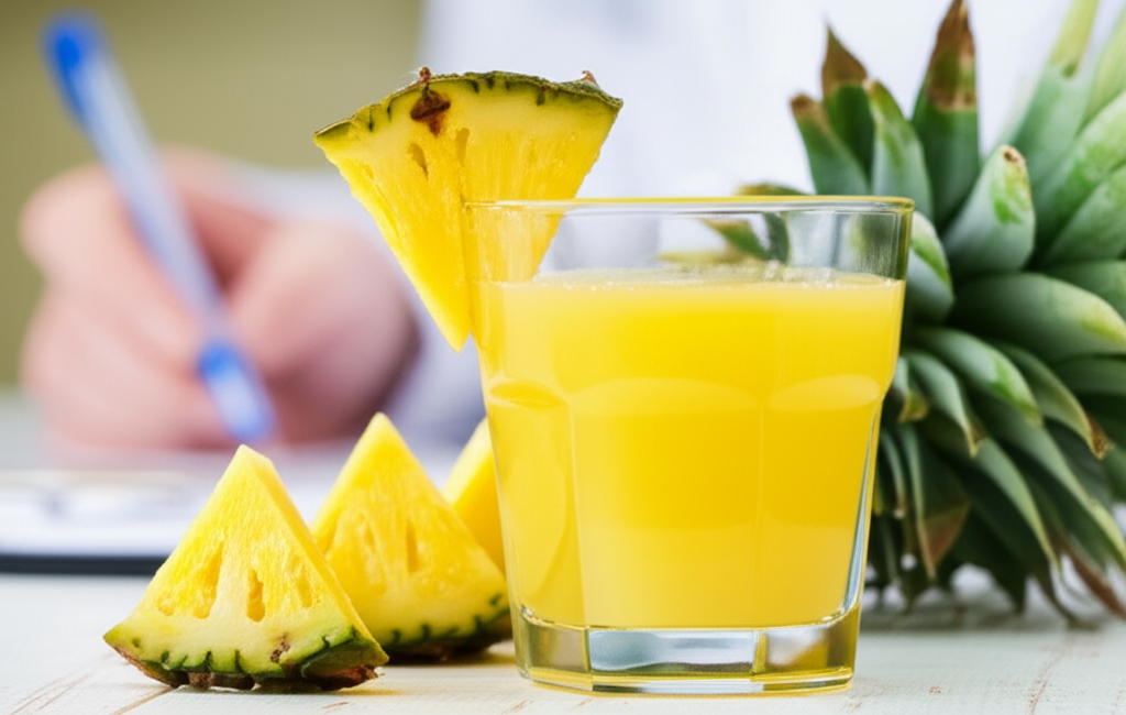 Generate a high-quality, relevant image prompt for an article about: Does Pineapple Juice Help Swell