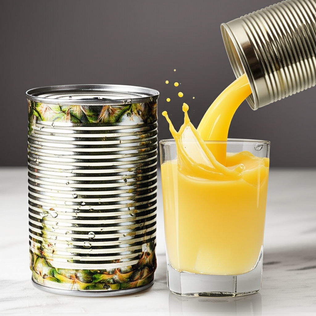 Generate a high-quality, relevant image prompt for an article about: Does Canned Pineapple Juice Go