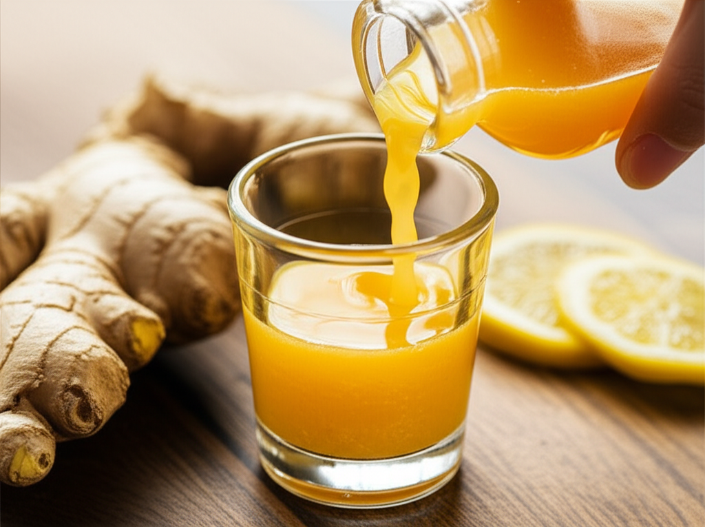 Generate a high-quality, relevant image prompt for an article about: How To Make Ginger Shot Without