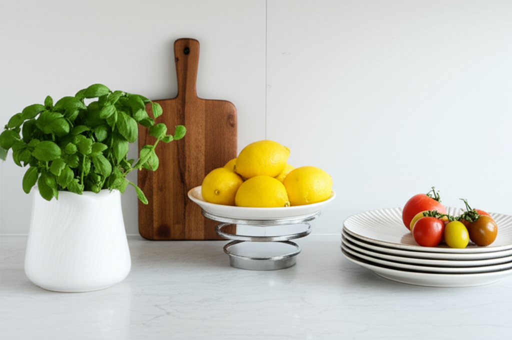 Generate a high-quality, relevant image prompt for an article about: How To Decorate Kitchen Counter