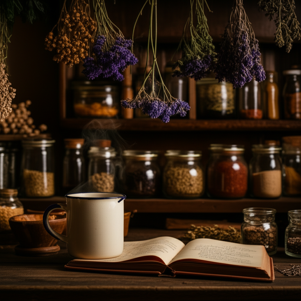 Generate a high-quality, relevant image prompt for an article about: What Is A Kitchen Witch? Stunni