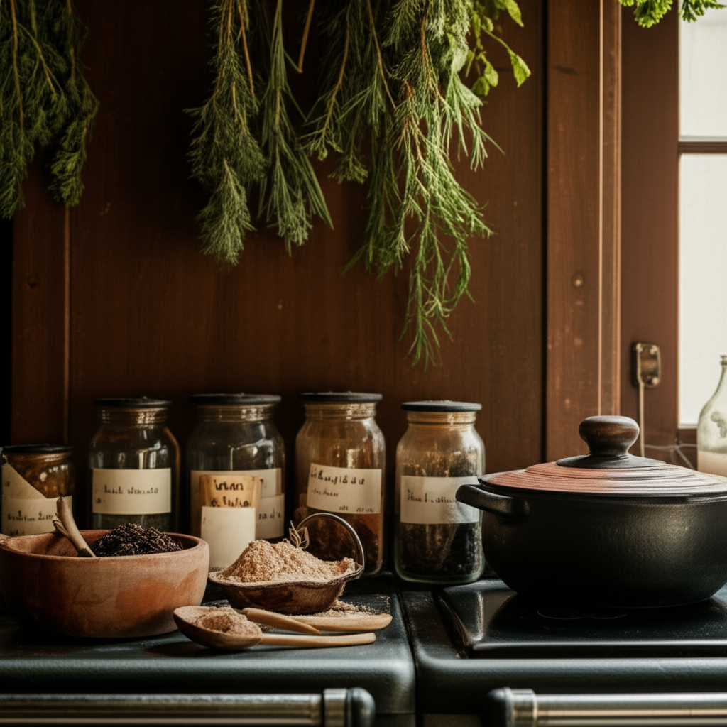 Generate a high-quality, relevant image prompt for an article about: What Is A Kitchen Witch? Stunni