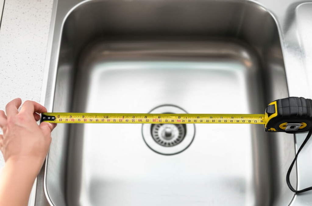 Generate a high-quality, relevant image prompt for an article about: How To Measure Kitchen Sink: Sh