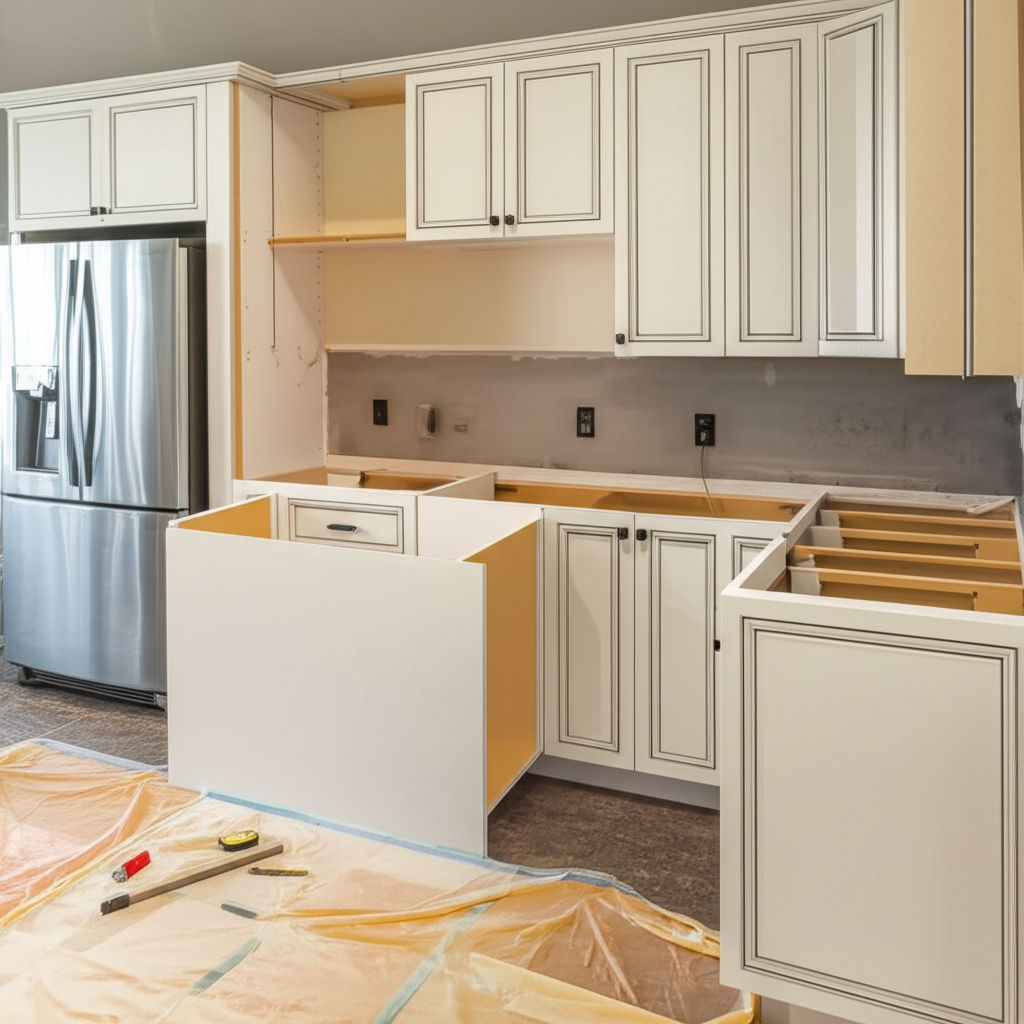 Generate a high-quality, relevant image prompt for an article about: How Much To Replace Kitchen Cab