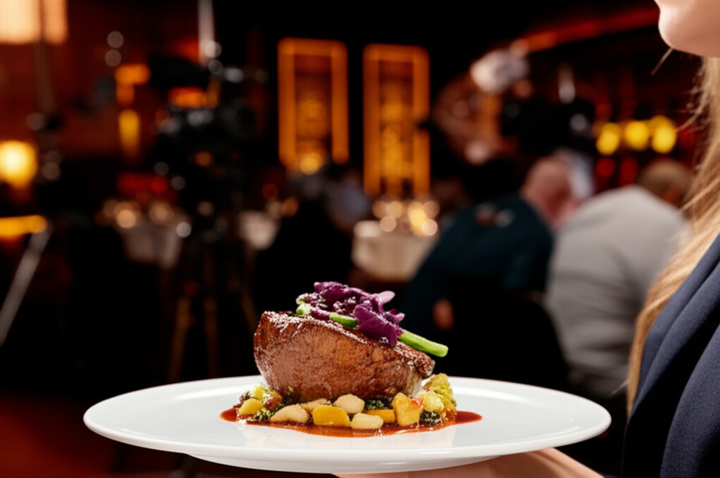 Generate a high-quality, relevant image prompt for an article about: How To Eat At Hell’s Kitchen Du