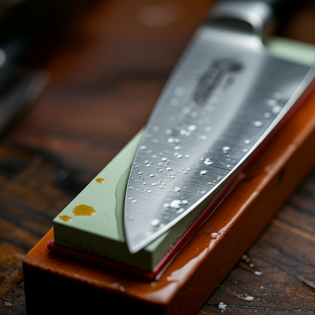 Generate a high-quality, relevant image prompt for an article about: What Angle To Sharpen Kitchen K