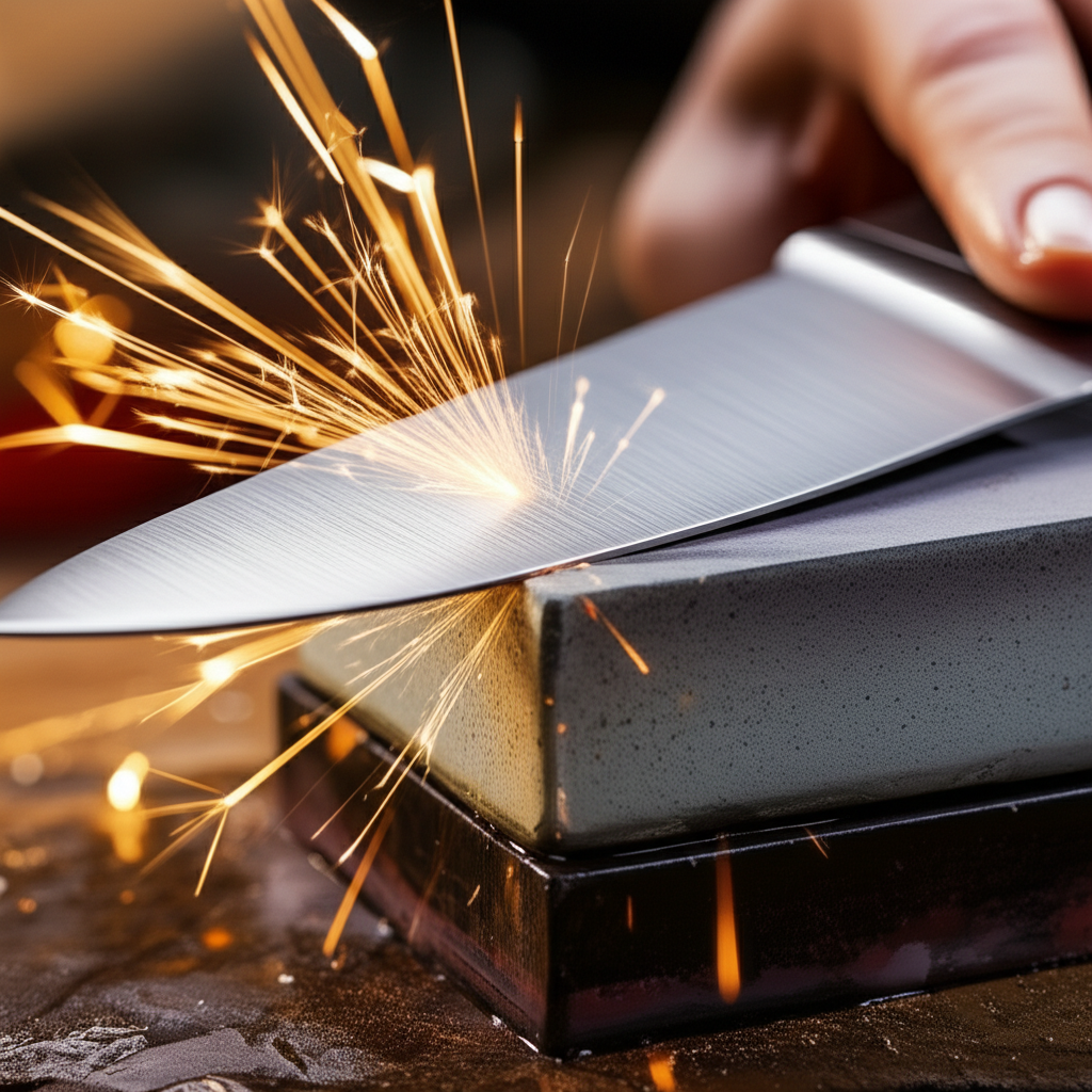 Generate a high-quality, relevant image prompt for an article about: What Angle To Sharpen Kitchen K