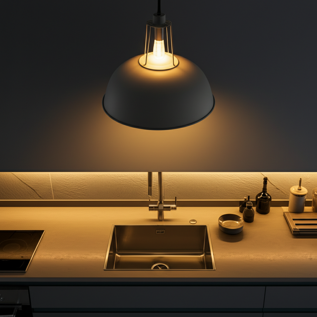 Generate a high-quality, relevant image prompt for an article about: Can Light Placement In Kitchen: