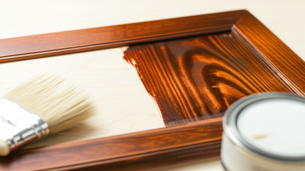 Generate a high-quality, relevant image prompt for an article about: How to Stain Kitchen Cabinets: