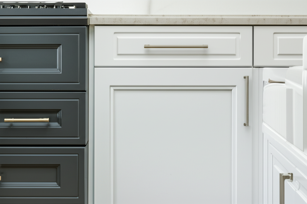 Generate a high-quality, relevant image prompt for an article about: Where to Put Knobs on Kitchen C