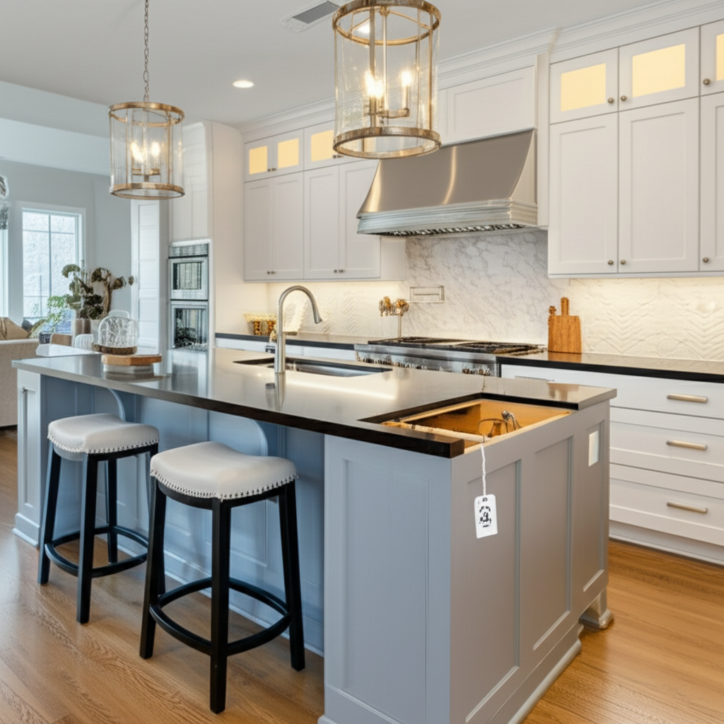 Generate a high-quality, relevant image prompt for an article about: How Much Does a Kitchen Island