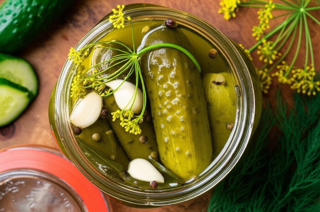 Generate a high-quality, relevant image prompt for an article about: How To Make Sour Pickles Recipe
