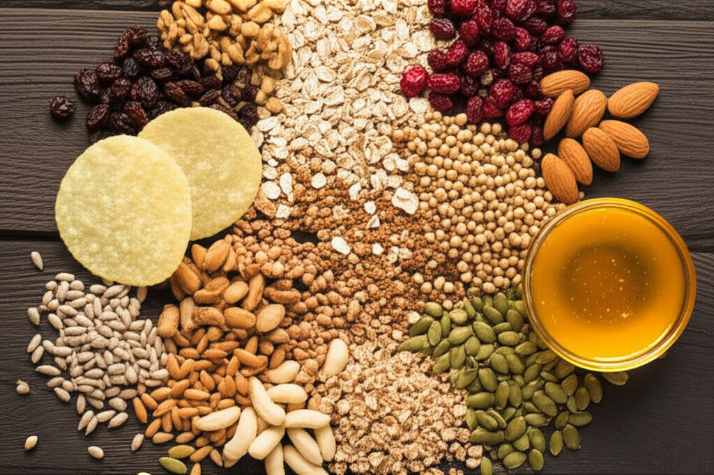 Generate a high-quality, relevant image prompt for an article about: What Is Granola Made Of Recipe: