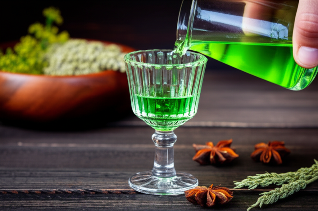 Generate a high-quality, relevant image prompt for an article about: How To Make Absinthe Recipe: Sh