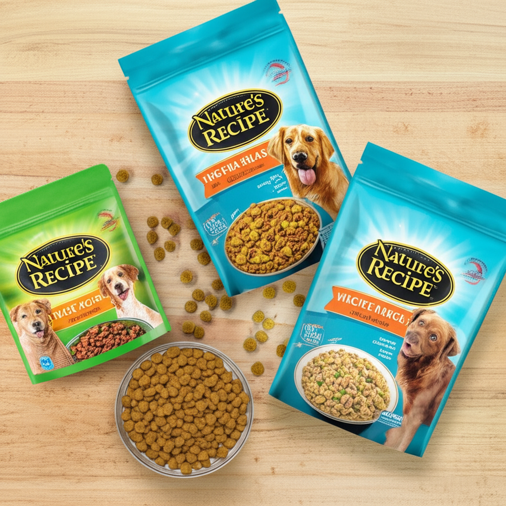 Generate a high-quality, relevant image prompt for an article about: Who Makes Nature’s Recipe Dog F