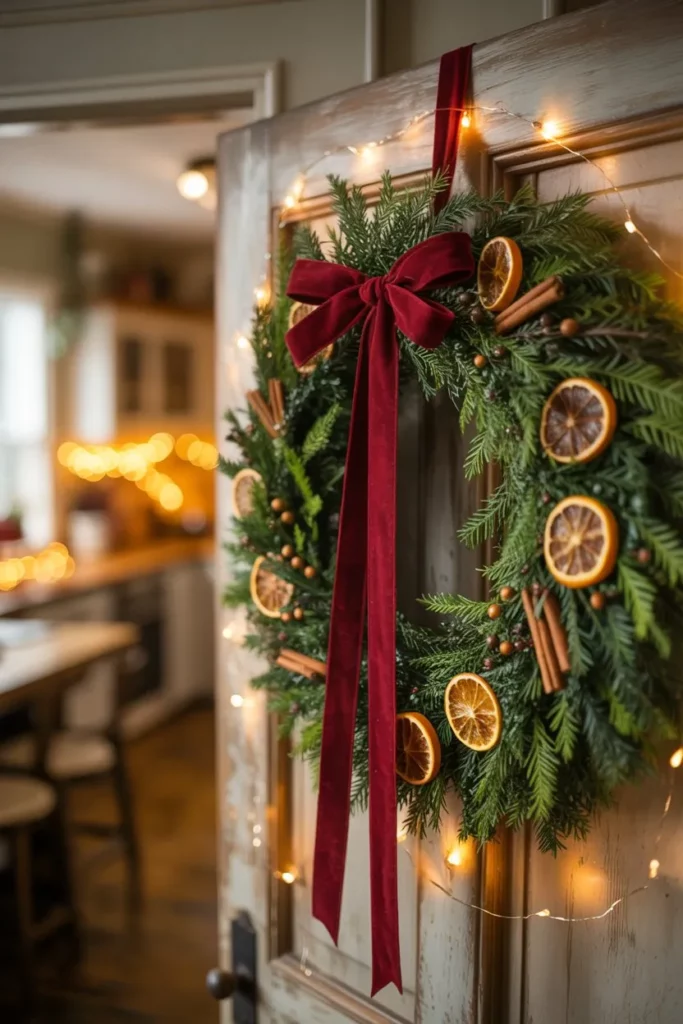 Evergreen Wreath with Velvet Ribbon