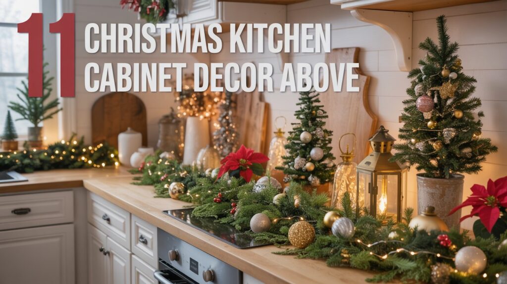 christmas kitchen cabinet decor above