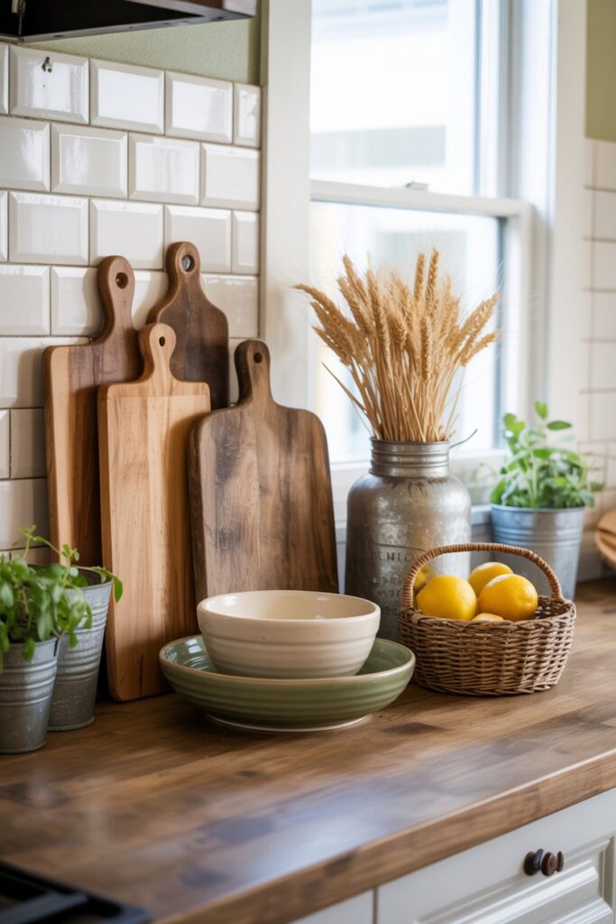 1. Farmhouse Kitchen Counter Decor