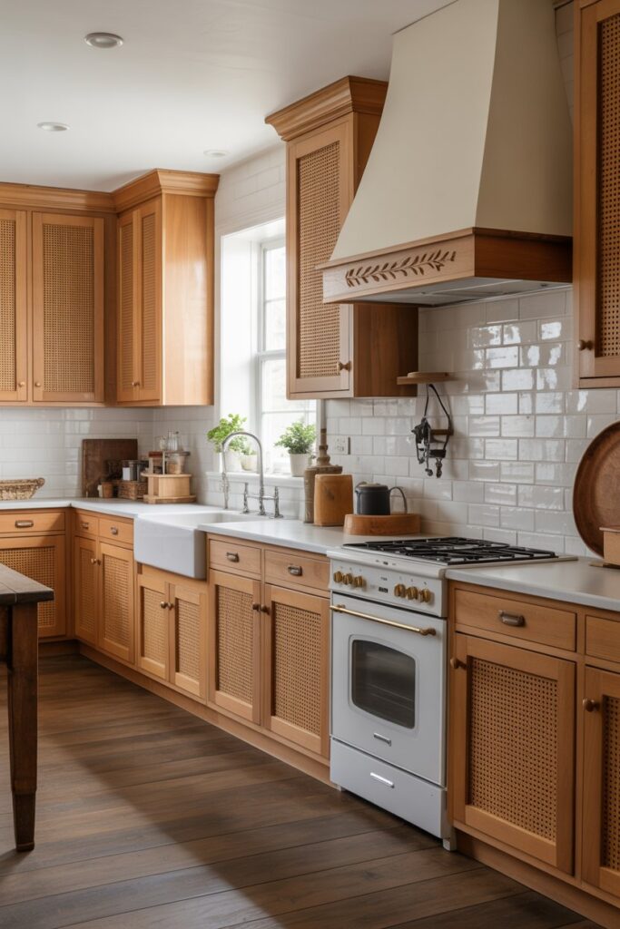 16. Farmhouse Kitchen Wood Cabinets Counter Ideas