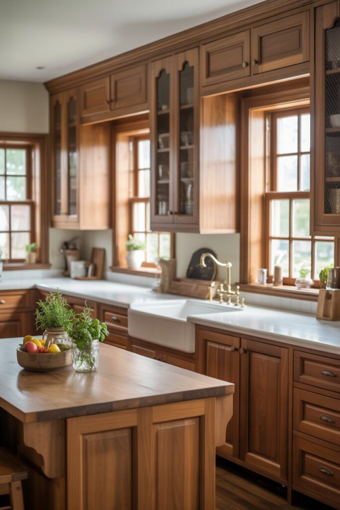 2. Farmhouse Kitchen Wood Cabinets Counter Ideas