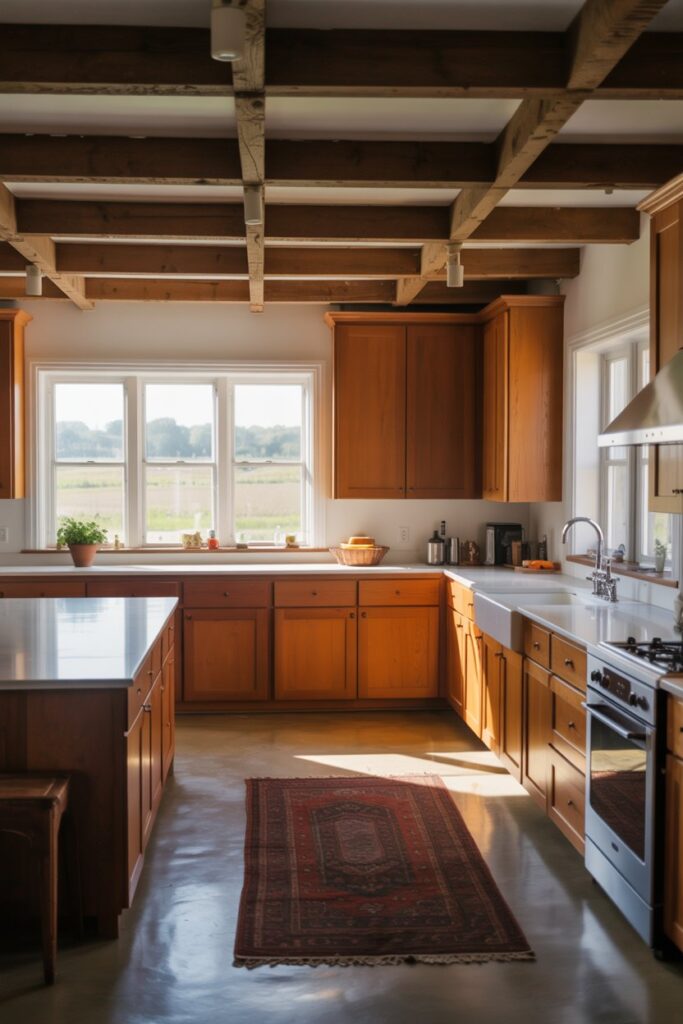 20. Farmhouse Kitchen Wood Cabinets Counter Ideas