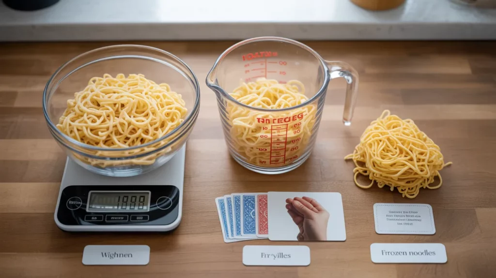 Measuring Frozen Noodles.