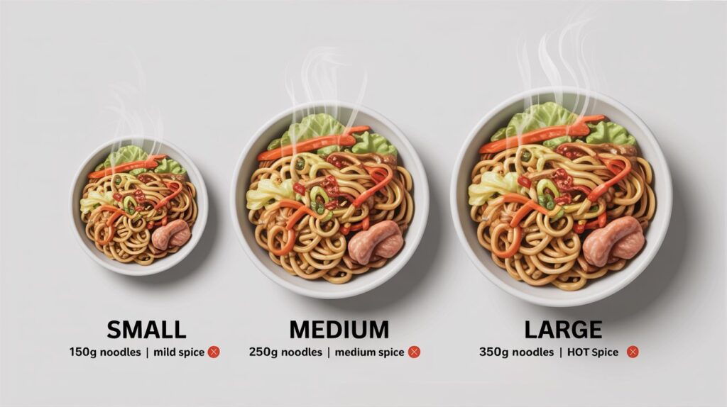 Size Chart For Yakisoba