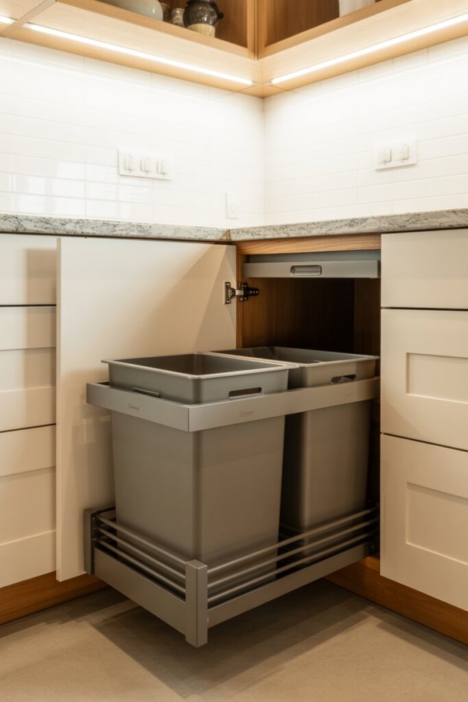 Corner Cabinet Trash Solution