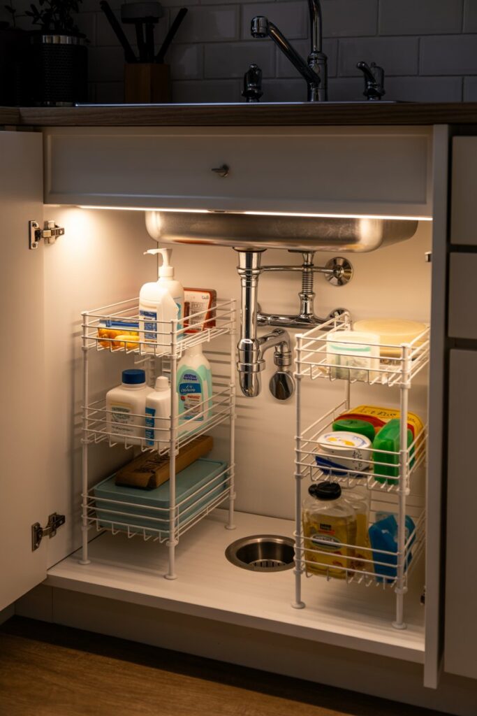Adjustable Under-Sink Shelving