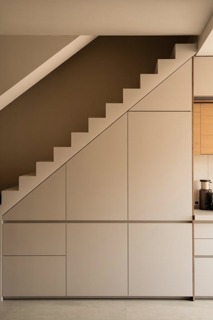 Minimalist Under-Stairs Kitchen Storage