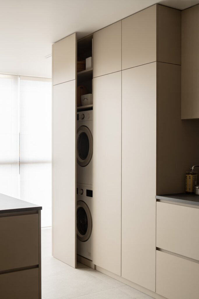 13. Hidden Laundry Room in Kitchen