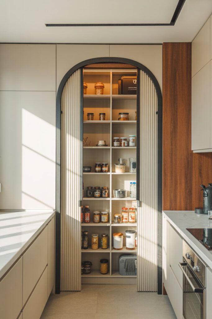 Pantry Hidden Behind Decorative Wall