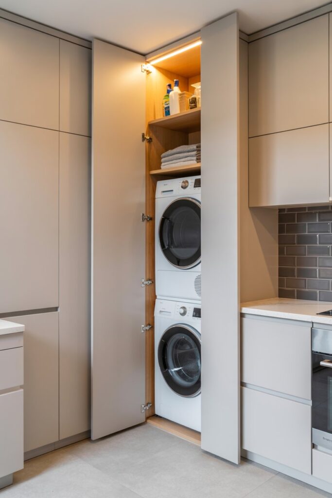 17. Hidden Laundry Room in Kitchen