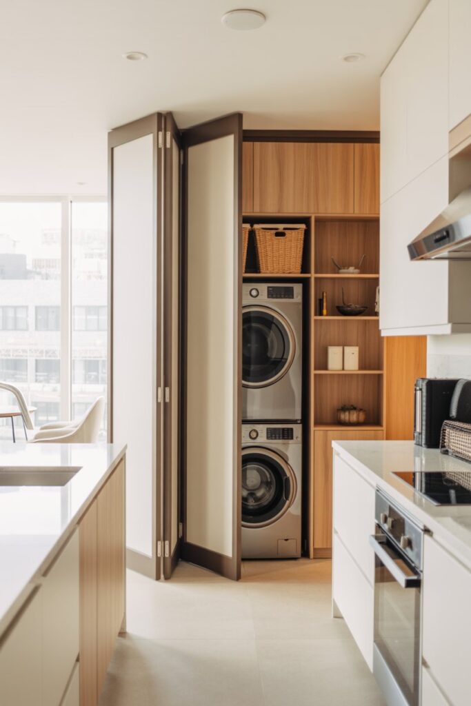 14. Hidden Laundry Room in Kitchen