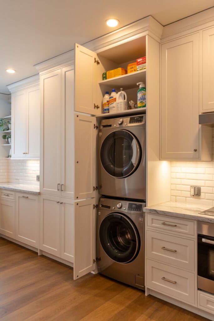 19. Hidden Laundry Room in Kitchen