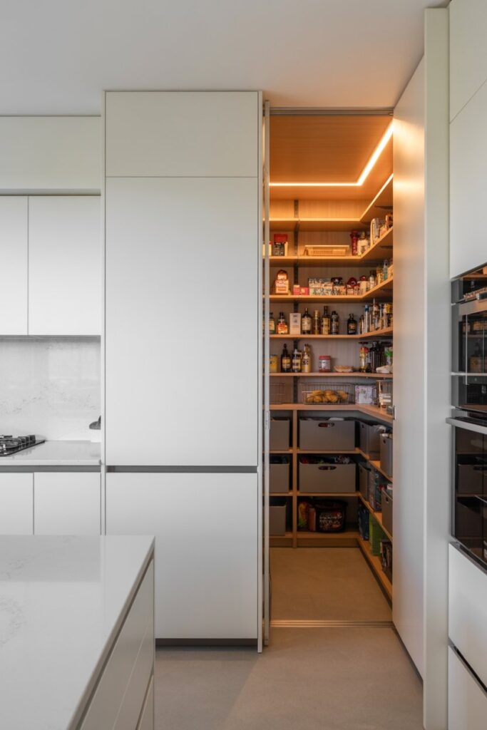 Walk-In Pantry Behind Kitchen Wall