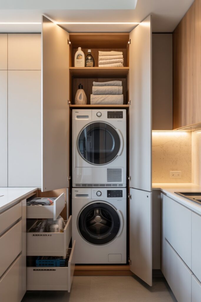 9. Hidden Laundry Room in Kitchen