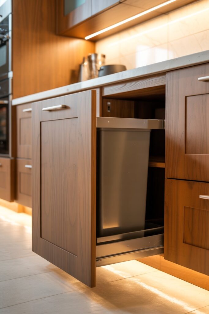 Trash Bin Behind Panel Door