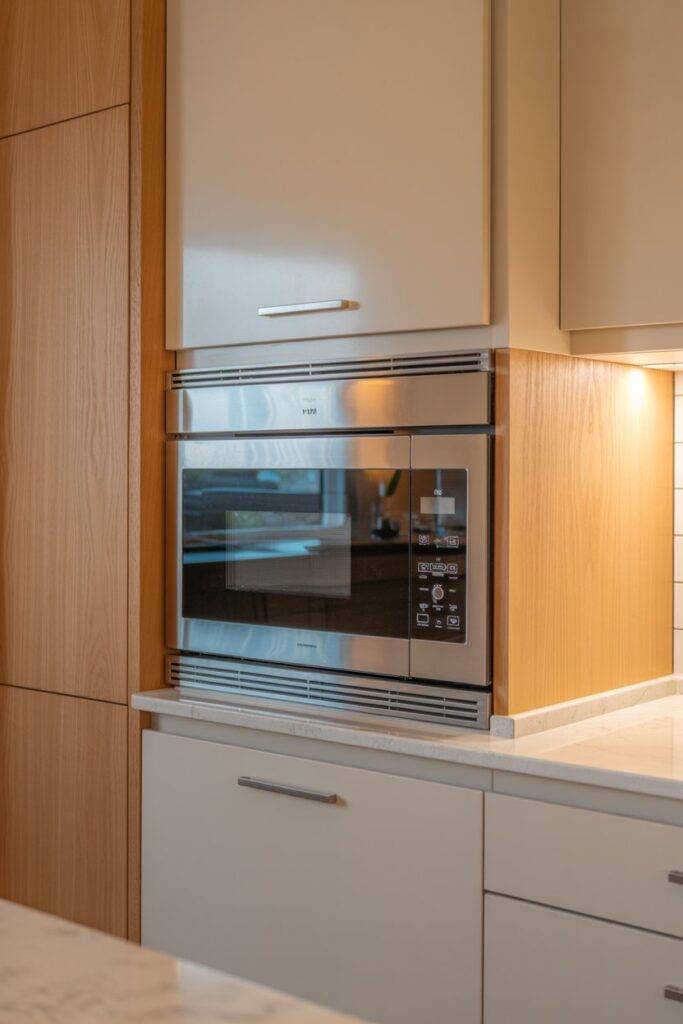 Microwave Concealed with Pocket Doors