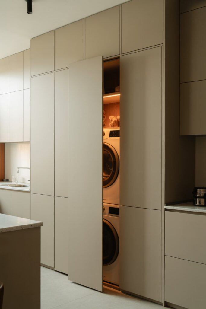 6. Hidden Laundry Room in Kitchen