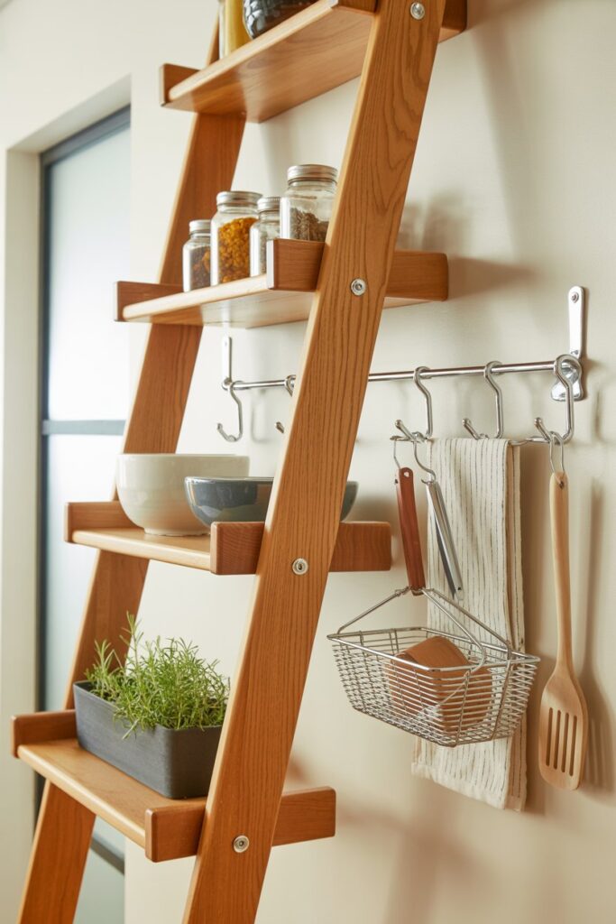 Ladder Shelf with Hooks