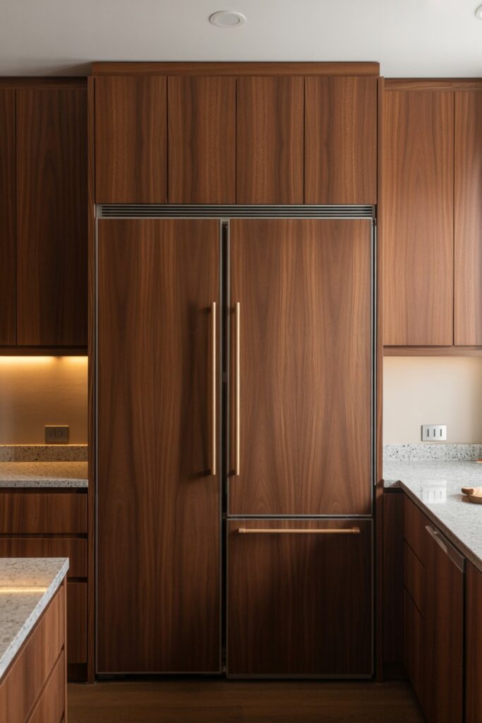 Hidden Fridge with Custom Wood Finish