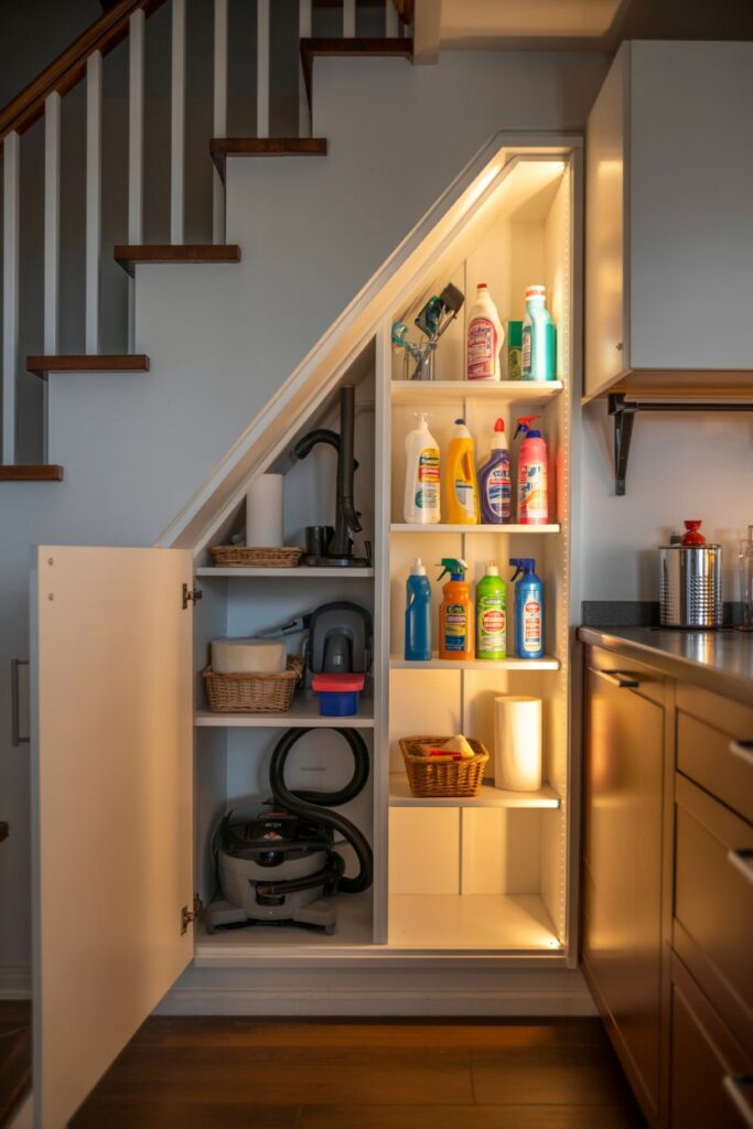 Under-Stairs Cleaning Supply Storage