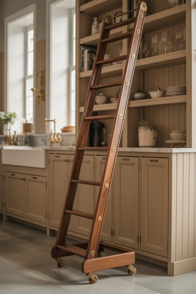 Rolling Kitchen Ladder Storage