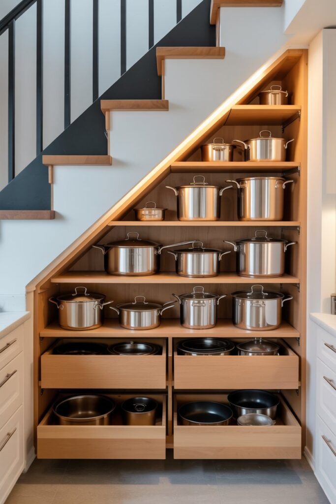 Under-Stairs Storage for Cookware