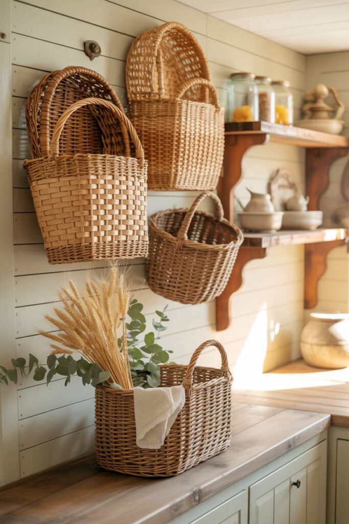 13. Kitchen Decor Wall Basket Ideas