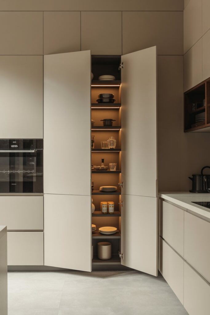 Floating Shelf Storage Behind Panels