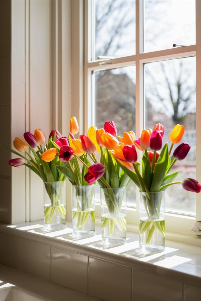 Glass Vases with Tulips